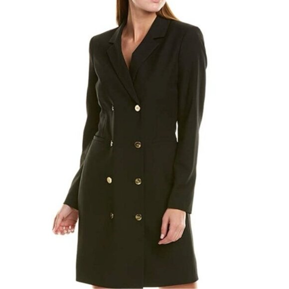 Tahari ASL Black Double Breasted Blazer Dress with Gold Buttons - Picture 2 of 16
